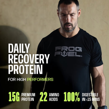 Frog Fuel Power Regular Protein Shot,15g Protein Nano-Hydrolyzed Grass Fed Collagen, Post Workout, Gluten Free, Fat& Sugar Free, 22 Amino Acids, 0 Carbs, Berry
